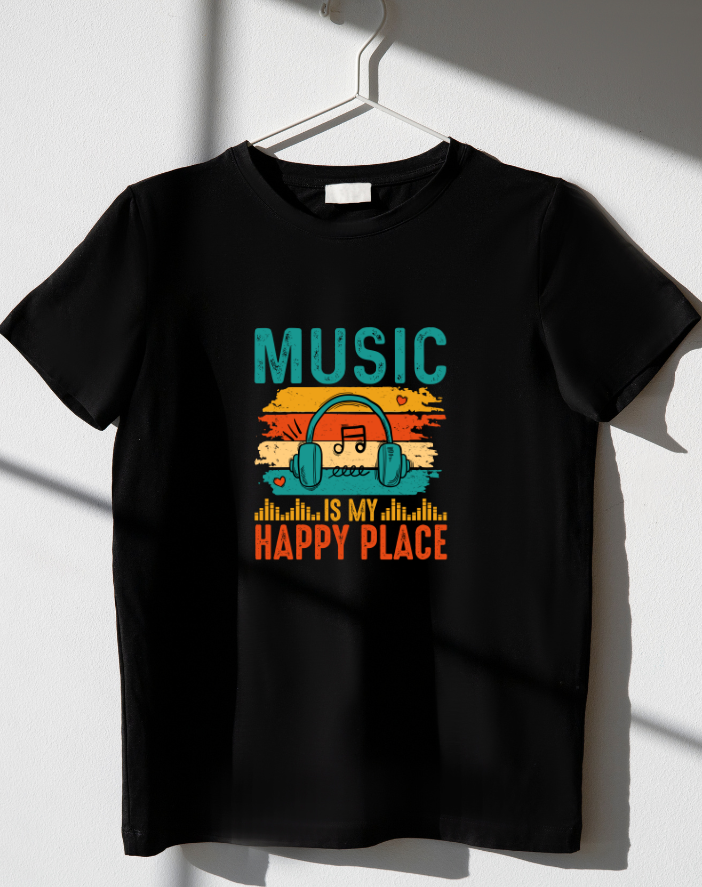 Music is my Happy Place Premium Half Sleeve T-Shirt