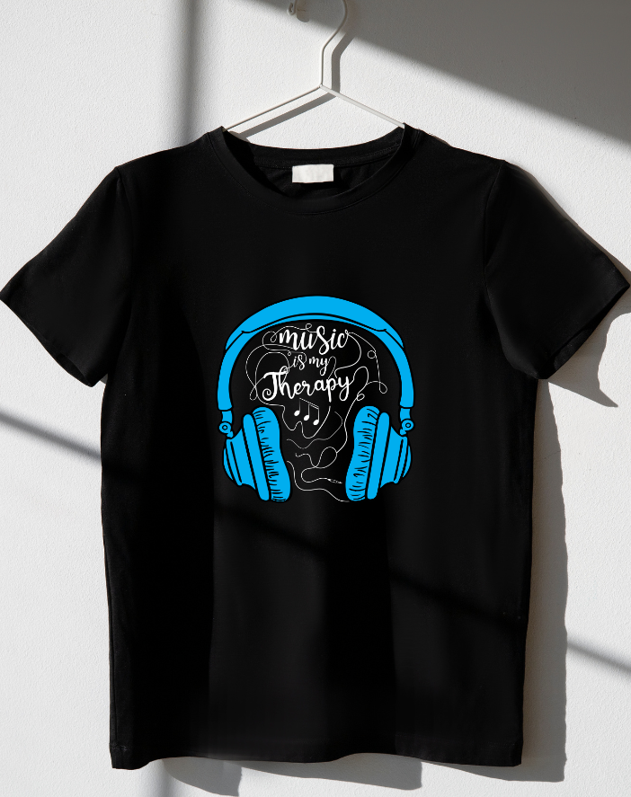 Music is Therapy Half Sleeve Premium T-Shirt